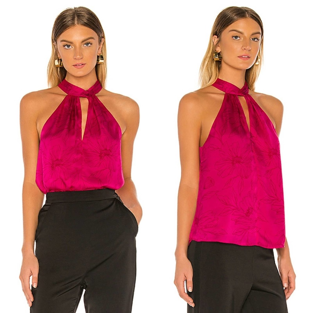 NWT Joie Cedra B Floral Silk Halter Top Blouse